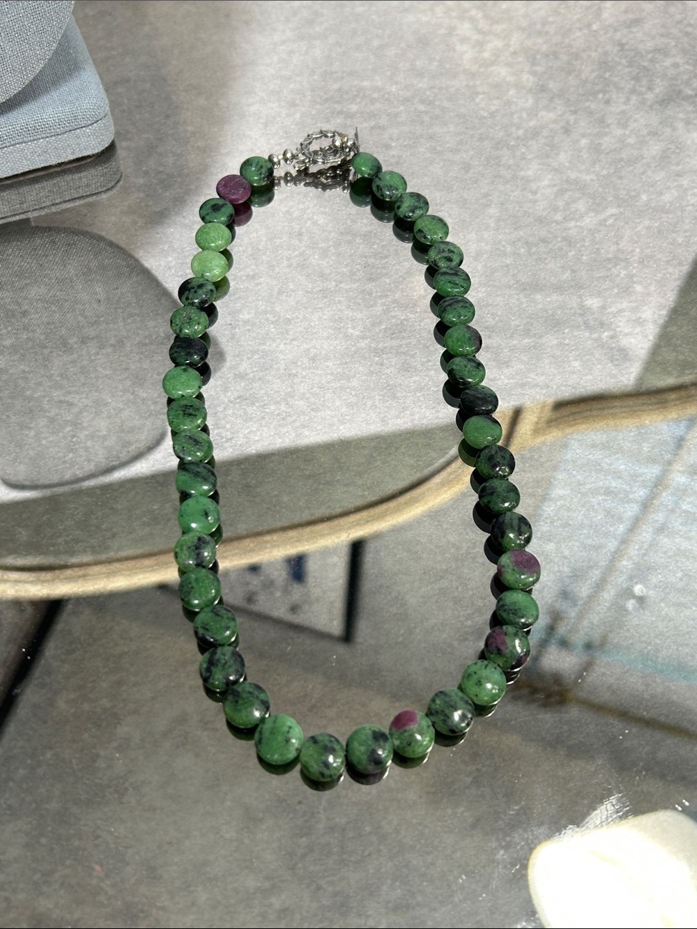 Green Ruby Zoisite Beaded Necklace - Women Jewelry